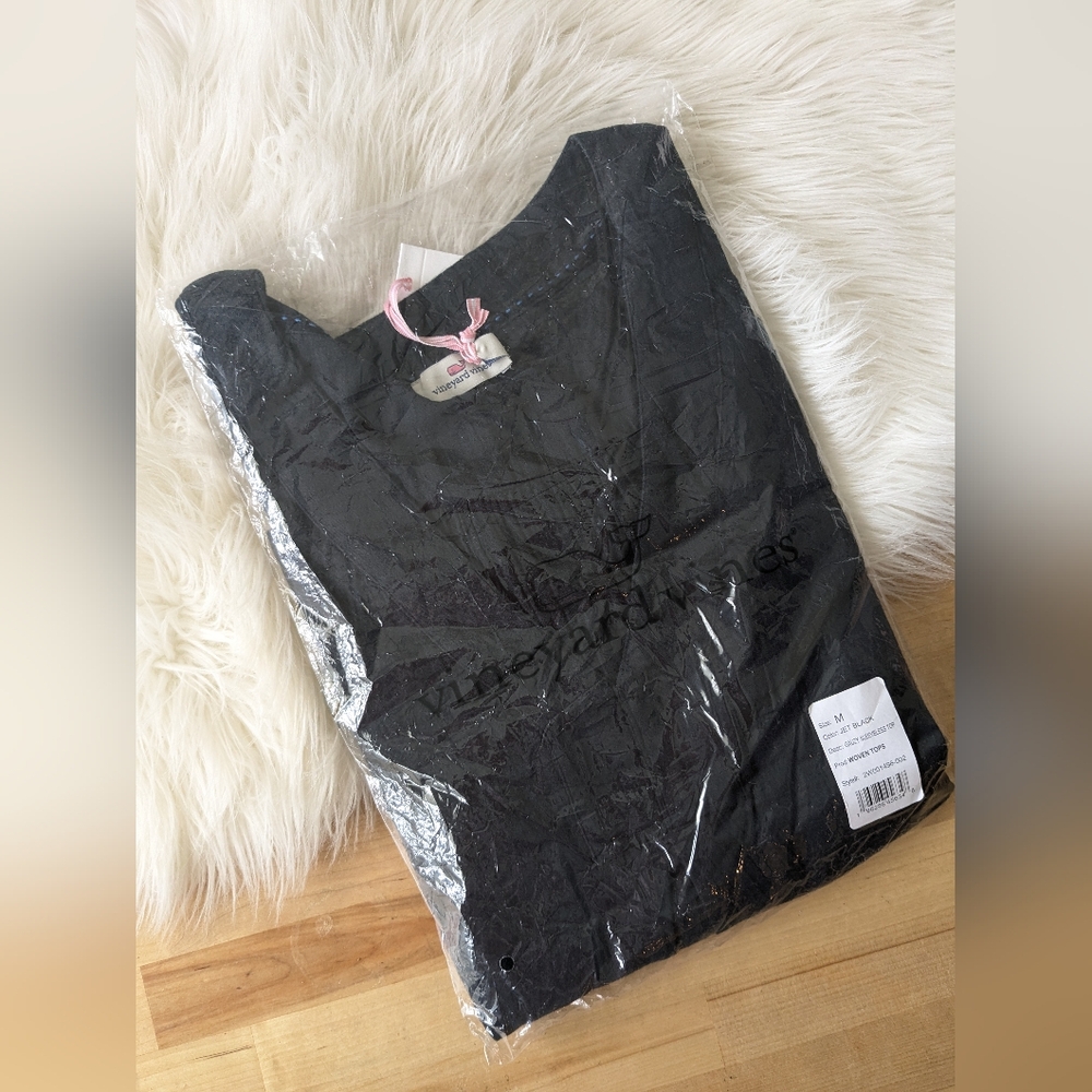 {Vineyard Vines} Gauzy Sleeveless Top In Jet Black
